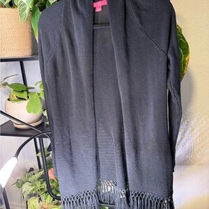Lilly Pulitzer Black Fringe Cardigan